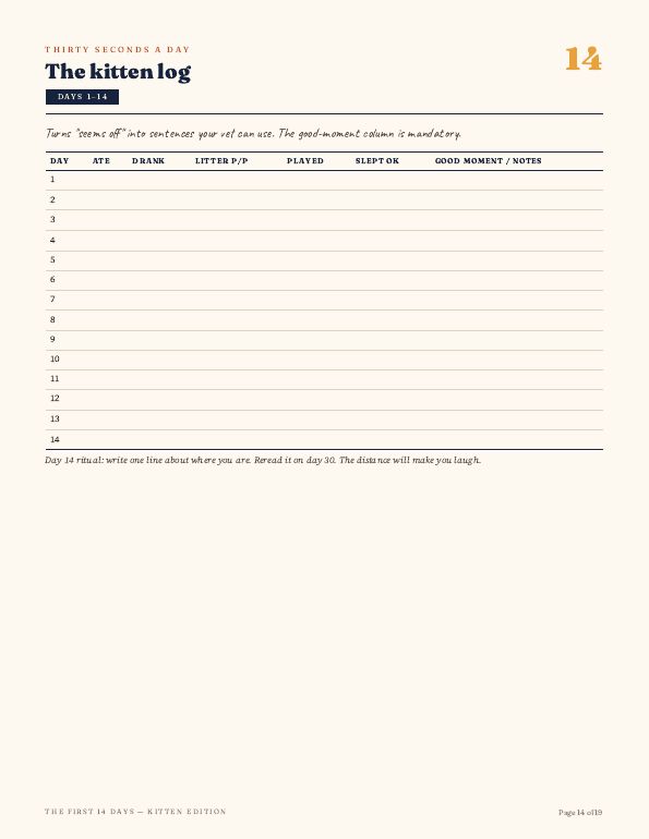 The 14-day log